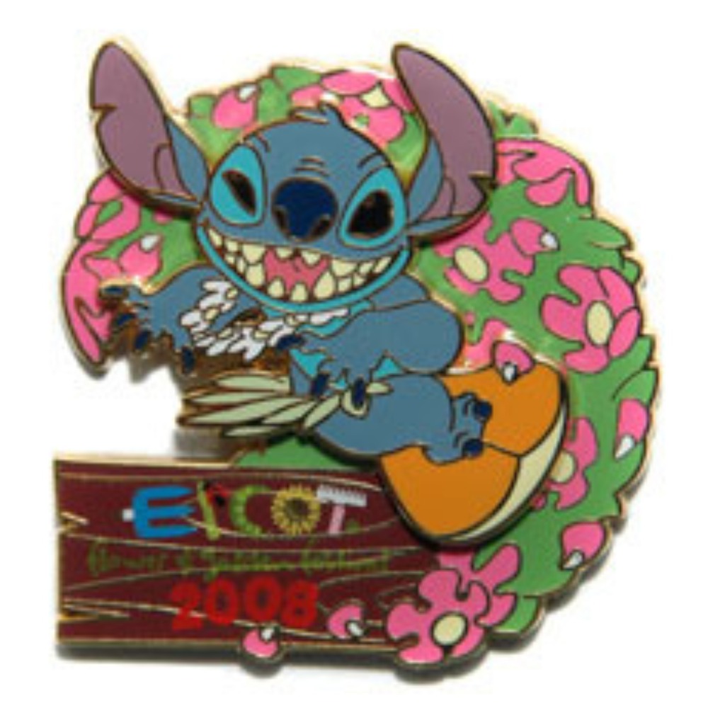 Disney Pin Stitch Surfing Surfboard LE 60815 WDW Flower & Garden Festival 2008‎